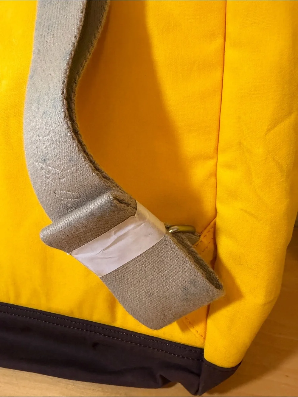 TOMS Yellow Canvas Roll-Top Backpack with Dark Brown Strap